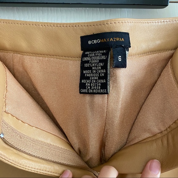 BCBGMaxAzria tan 100% leather pants - Picture 5 of 12